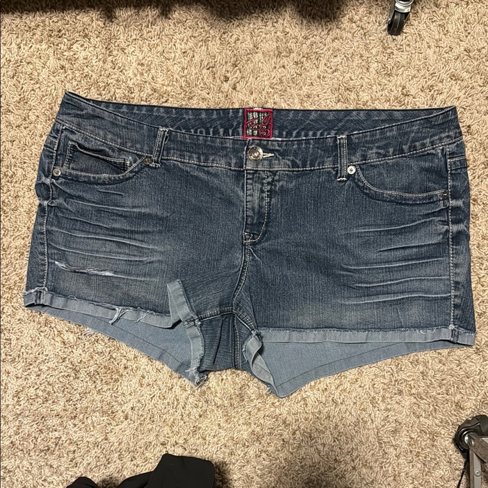 Torrid Blue Casual Distressed Jean Shorts